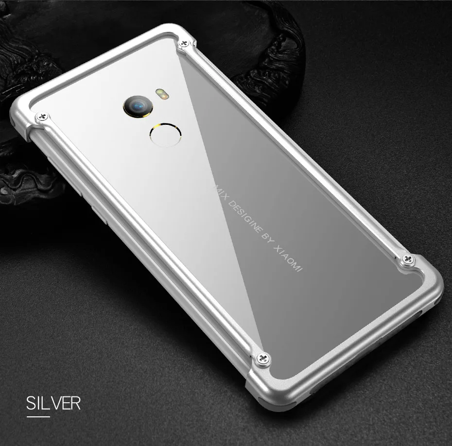 Серебристый OATSBASF подушка безопасности Бампер металлический чехол для Xiaomi mi Mix 2 Чехол персональный металлический чехол для Xiaomi mi x2 360 градусов чехол - Цвет: Серебристый