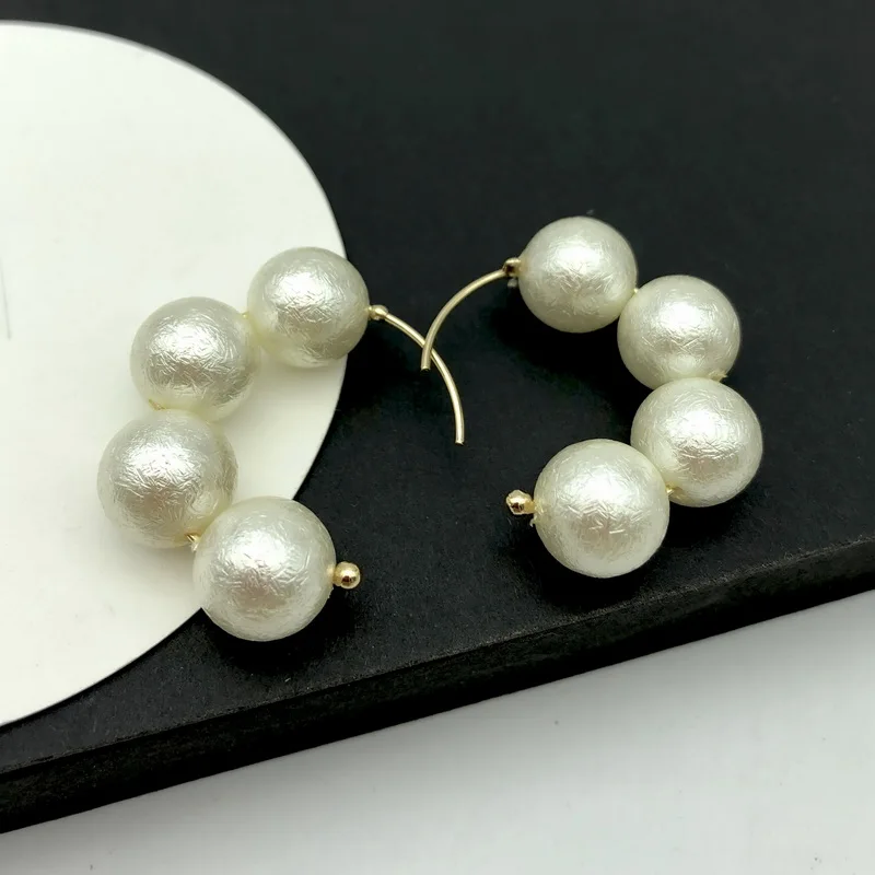 Женские серьги кольца с имитацией хлопка и жемчуга|Серьги-кольца| |