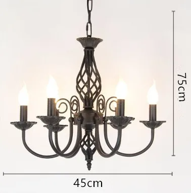 Винтажная люстра из кованого железа E14 светильник в виде свечи металлический