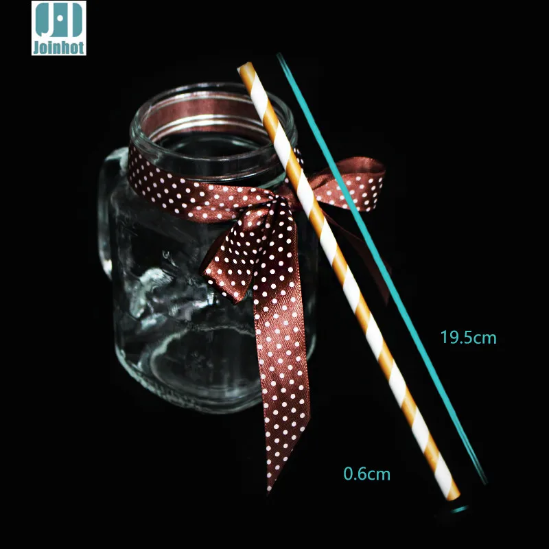 Упаковка из 25 шт коричневые бумажные трубочки в полоску Свадебные соломки для