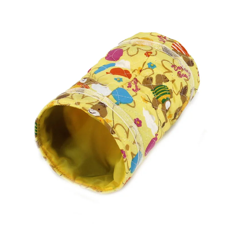 2 Holes Yellow Забавная маленькая игрушка-туннель для домашних животных, 2/3 способов, игрушка в виде кролика, мультяшная печатная Шиншилла, игрушки для хомяка, игрушки для домашних животных, игра в туннельную трубу - Цвет: 2 Holes Yellow