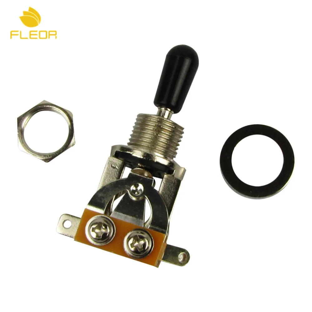 FLEOR 5 шт. никелированный 3-ходовой тумблер с черным наконечником для электрогитары