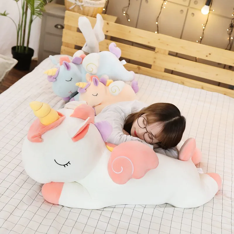 Большая плюшевая игрушка-единорог мягкая красочная лошадь набивная