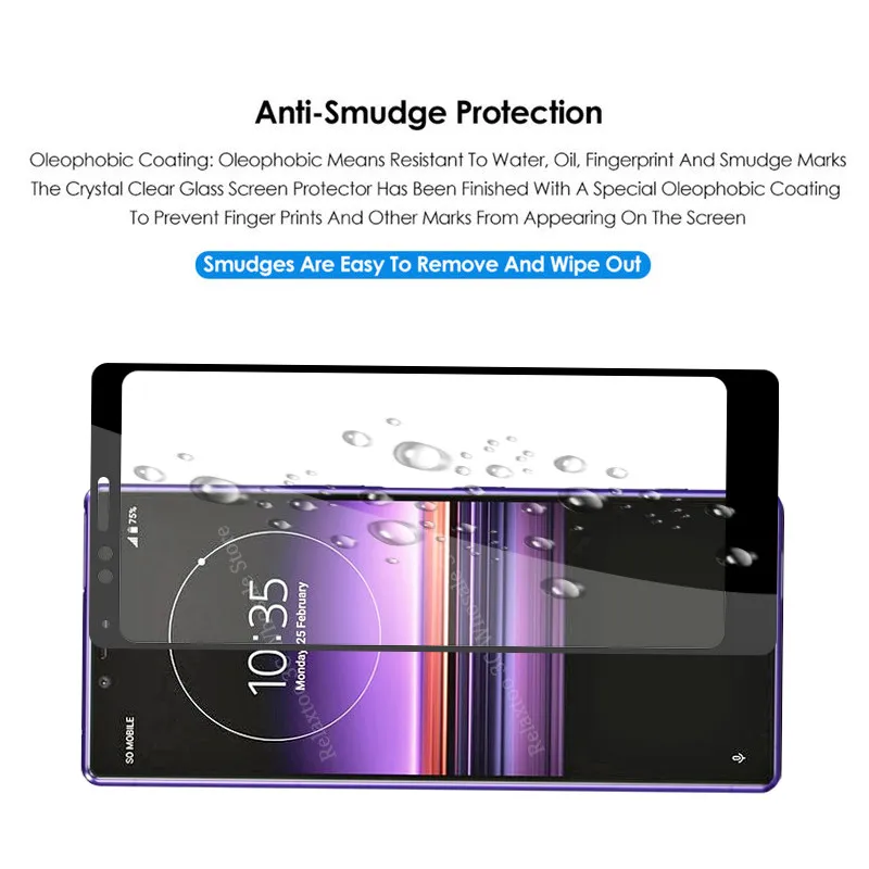 Закаленное стекло с полным покрытием для Sony Xperia 1 j8110 j8170 j9110 Защита экрана Xperia1