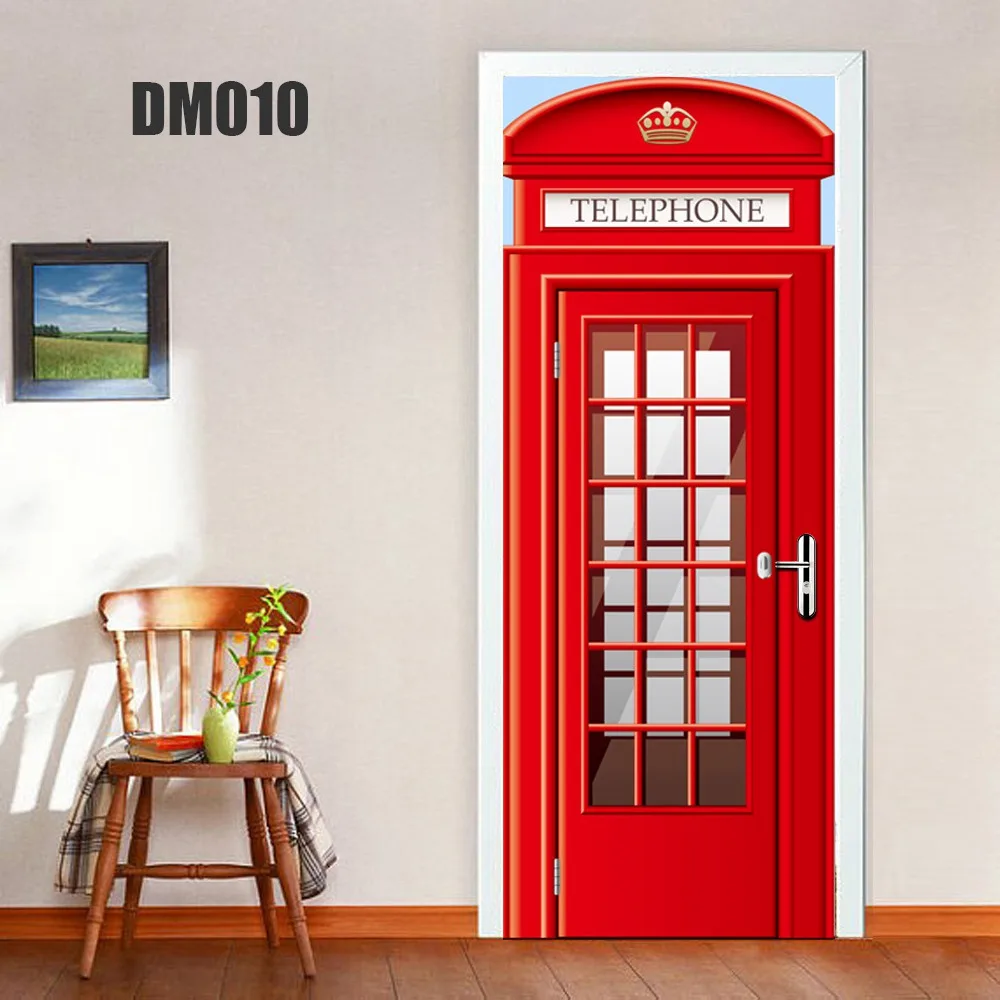 DM010 3D стикер на стену с изображением тигра, животных, сделай сам, стикер на дверь, s, водонепроницаемые обои на дверь, ПВХ, Фреска, самоклеющаяся художественная Наклейка на стену, домашний декор - Цвет: DM010