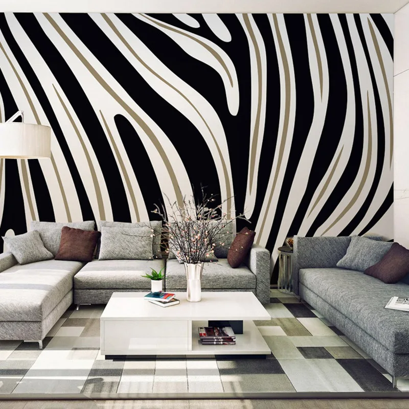 

Modern Simple Black And White Zebra Striped Wallpaper Custom Any Size 3D Wall Mural Non-Woven Wall Covering Papel De Parede Sala
