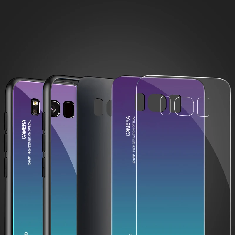 Градиентный чехол из закаленного стекла для телефона Samsung Galaxy s8 s9 s10 Plus S10E на