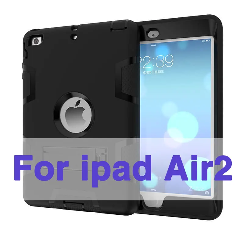 for iPad Air 2 Для ipad air 1 2 нескользящий детский безопасный Гибридный противоударный силиконовый резиновый однотонный чехол для ipad 5 6 защитный чехол Капа+ пленка - Цвет: for iPad Air 2