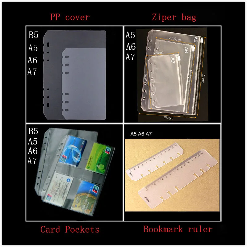 ПВХ водонепроницаемый Filofax карманы на молнии спиральный держатель для карт