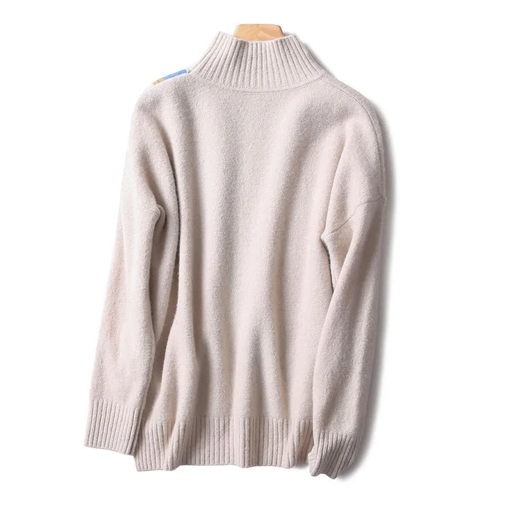 Simenual Лоскутная Женская водолазка свитера и пуловеры осень Вязаная одежда