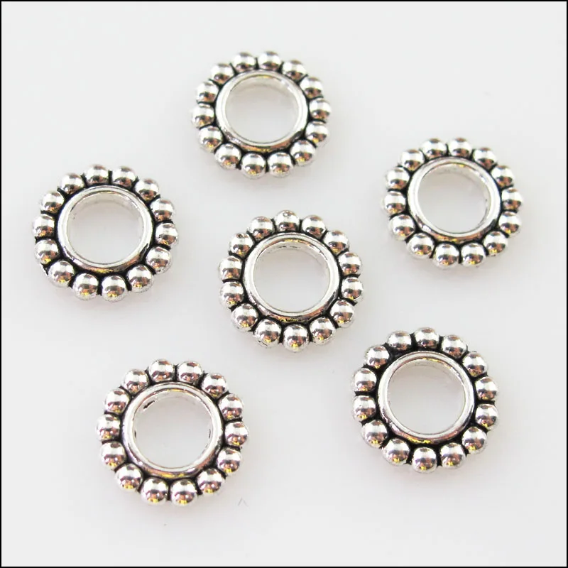 70Pcs Tibetan Silver Color Round Circle Spacer Beads Charms 10mm | Украшения и аксессуары