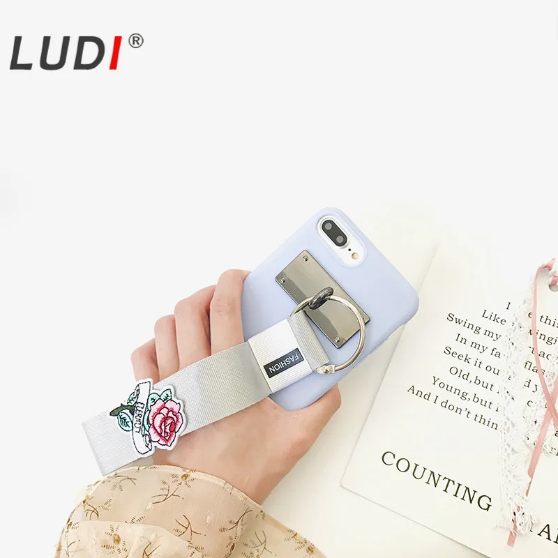LUDI Корея Вышивка Роза ремень сцепление чехол для iPhone X 8 7 8Plus тонкий мягкий ТПУ