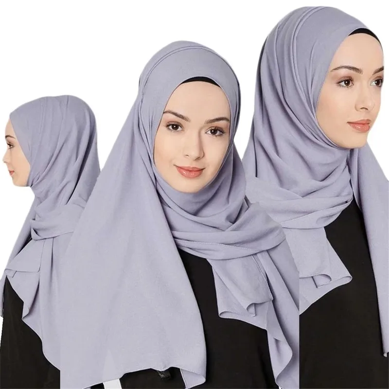 2019 мусульманский женский хиджаб шарф мягкий однотонный шифон исламский тюрбан