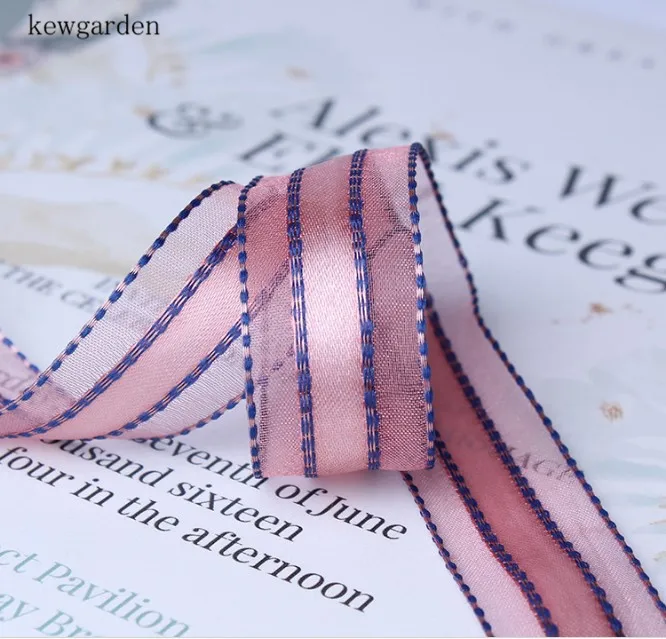 Kewgarden оптовая продажа 10 мм 16 25 40 полосатые ленты из пряжи атласные Аксессуары