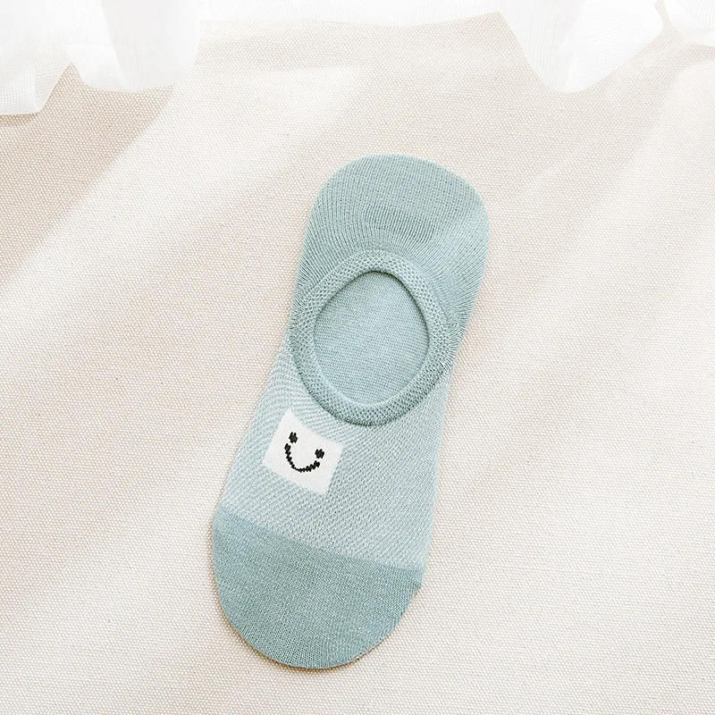 Сезон весна лето невидимые носки женские лодочки со смайликом сетчатые