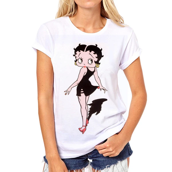 Женская футболка betty boop с круглым вырезом, Повседневная футболка, топы, футболки, Camisa, короткий рукав,, летние футболки, панк, принцесса, футболка, S-17 - Цвет: 12