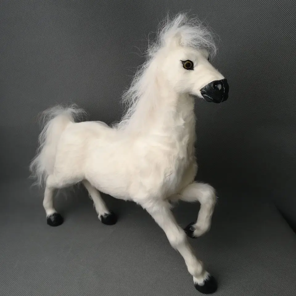 

real life toy large 32x30cm white horse polyethylene&furs raise leg up horse model home decoration props ,toy gift d0288