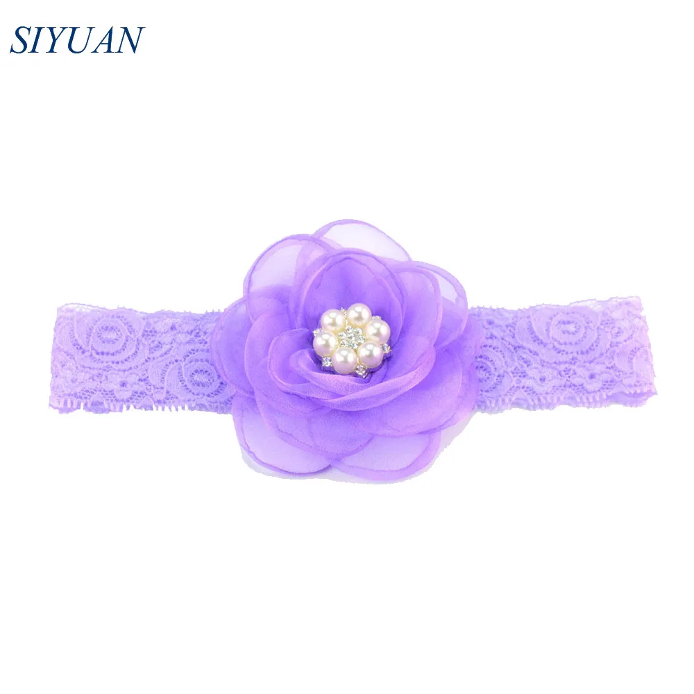 5 шт./лот эластичная повязка на голову из газовой ткани с цветами для