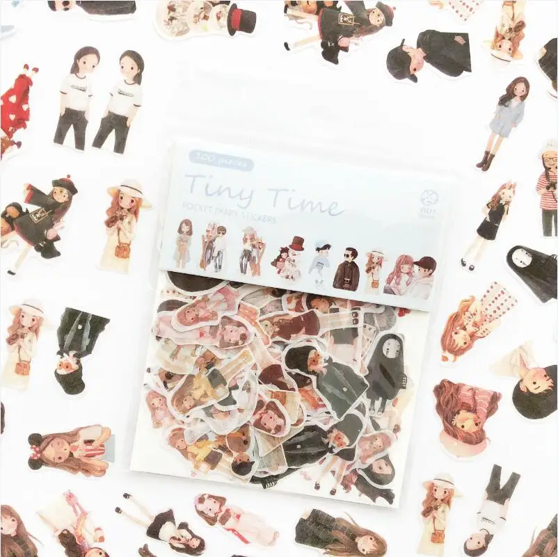 100 шт./упак. милые декоративные наклейки из бумаги васи для скрапбукинга дневника