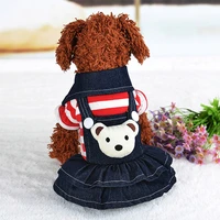 dog puppy dress cat strap denim skirt pet dog clothes apparels 25