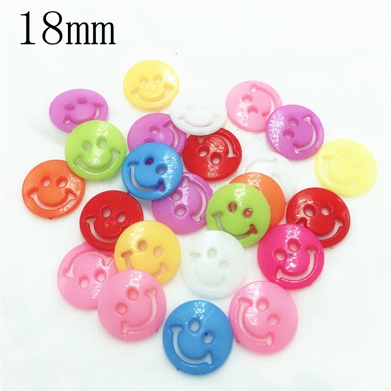80 шт., разноцветные, 18 мм, Мультяшные кнопки со смайликом, милые, сделай сам, пластиковые кнопки со смайликом для шитья, детская одежда, аксессуары
