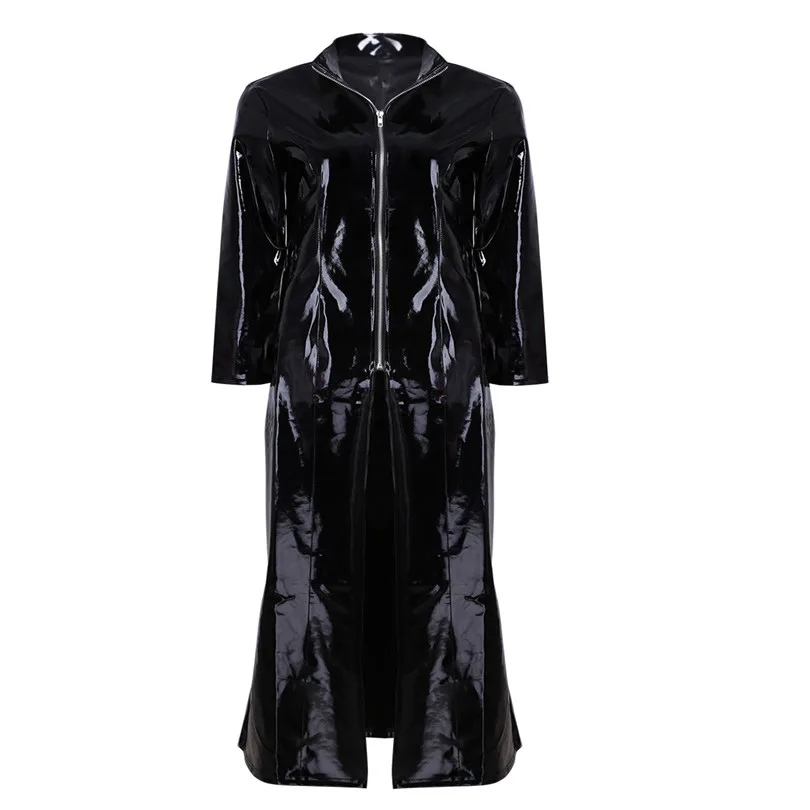 S XL унисекс для мужчин и женщин сексуальное белье из ПВХ кожа Wetlook длинный рукав