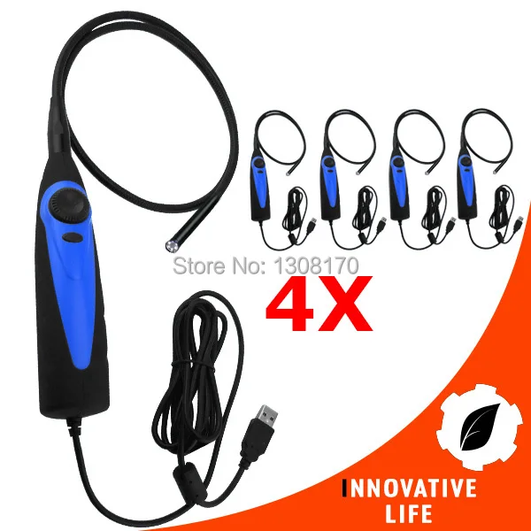 4 х штук USB 7 мм Камера видео инспекционной бороскоп 6 светодиодный свет эндоскопа