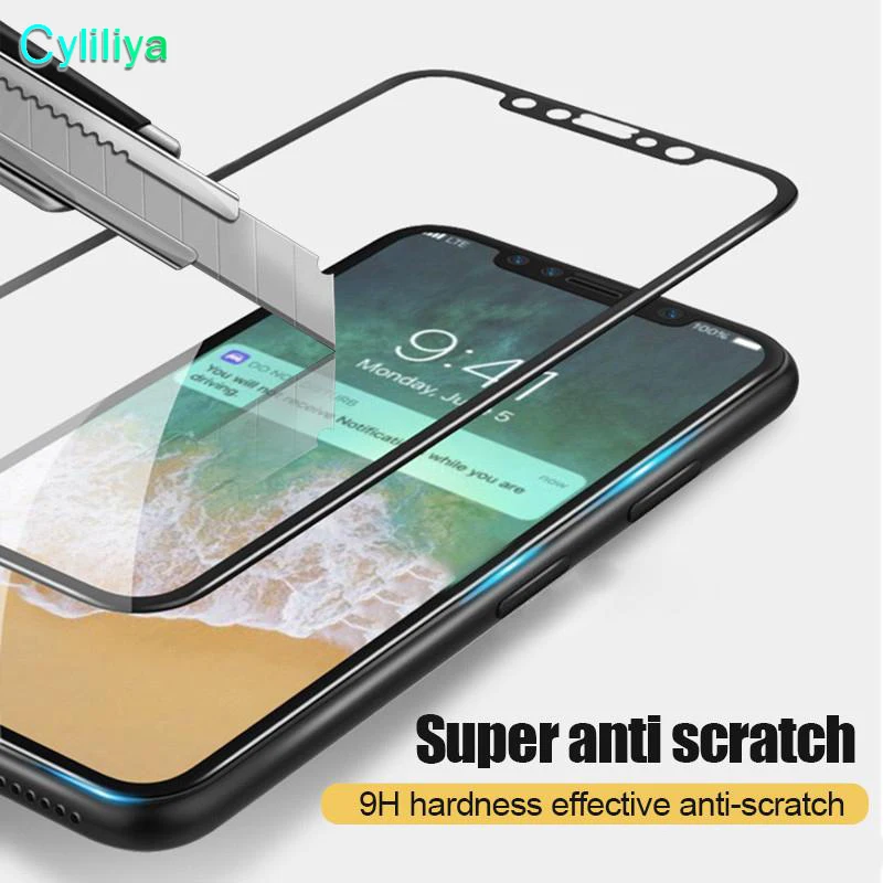 Цветное закаленное стекло с полным покрытием для iPhone 8 Plus X защитная пленка