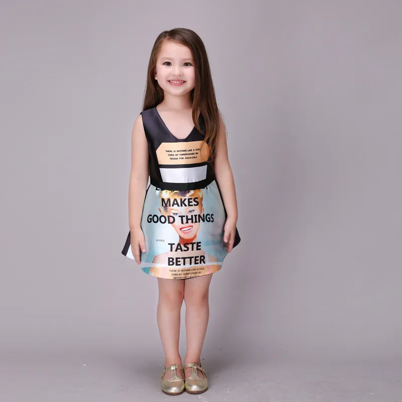 Девушки принцесса печатных малышей платья летние для девочек новые печати