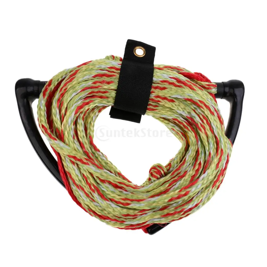 Green red white Безопасность 23 м/75 футов 2200lb 1 секция веревка для водных лыж буксировочный поводок шнур и 1" EVA ручка для Вейкборда Kneeboard серфинга - Цвет: Green red white