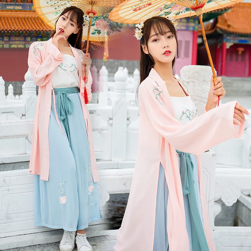 Hanfu/женское летнее платье юбка для девочек в древнем стиле Улучшенный