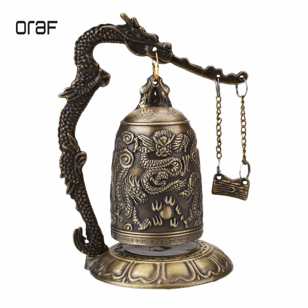 Buddhist Bell Temple Brass Chinese Brass Bronze Bell Statue Carving Dragon Statue Lotus Dragon Bell Bronze Bell Art Statue Bell