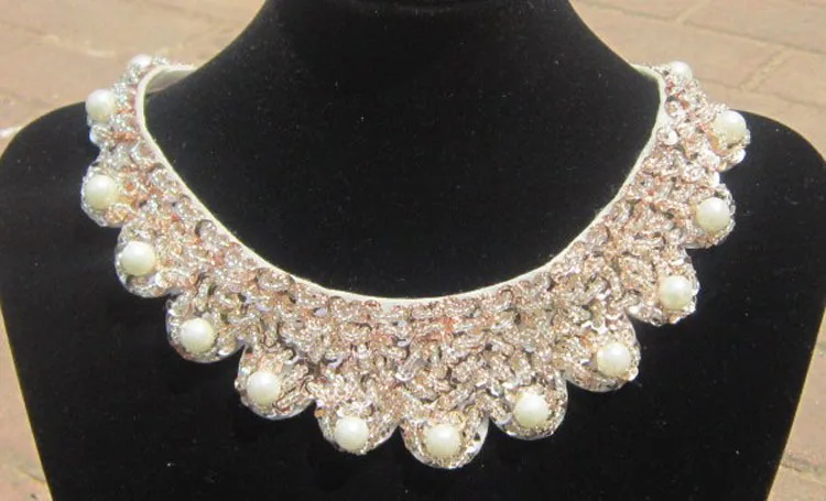 2015 новое поступление ручная работа широкий ложный воротник блестки и