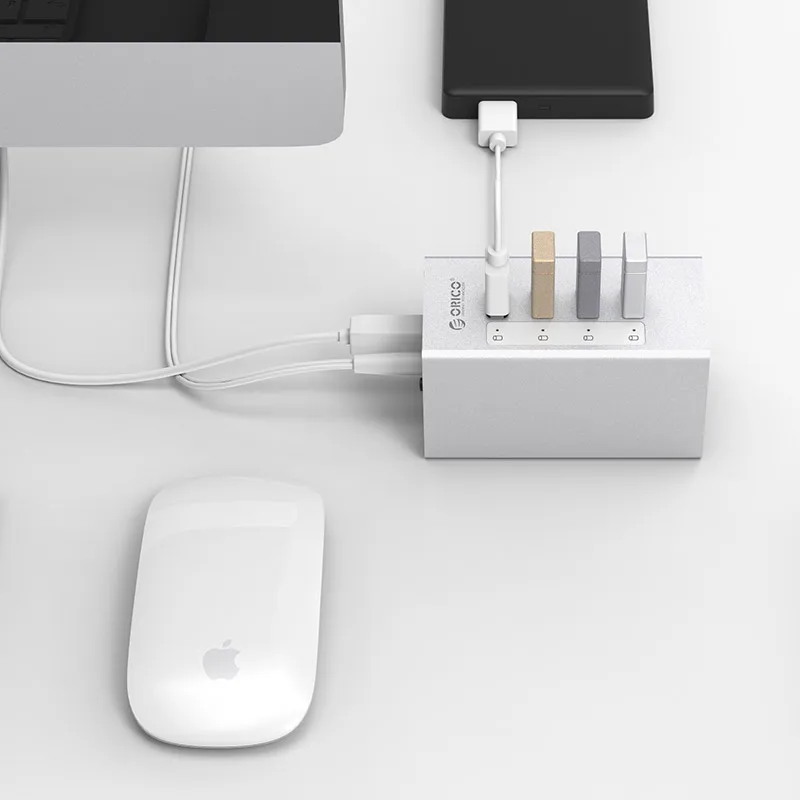 orico a3h4 aluminum high speed usb 3 0 hub usb multiple port usb3 0 hub with power port computer universal one to four adapter free global shipping