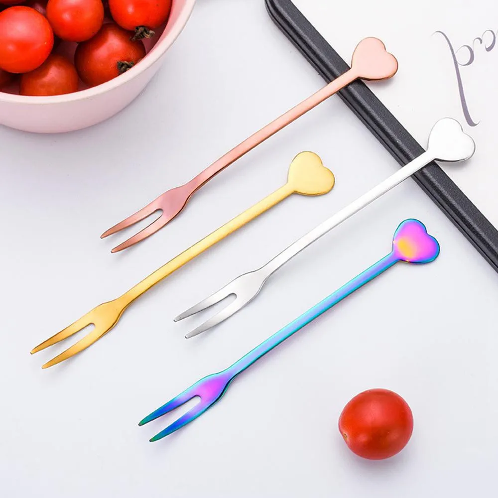4/8 шт нержавеющая сталь корейский Радужный торт фрукт вилка ужин салат столовая