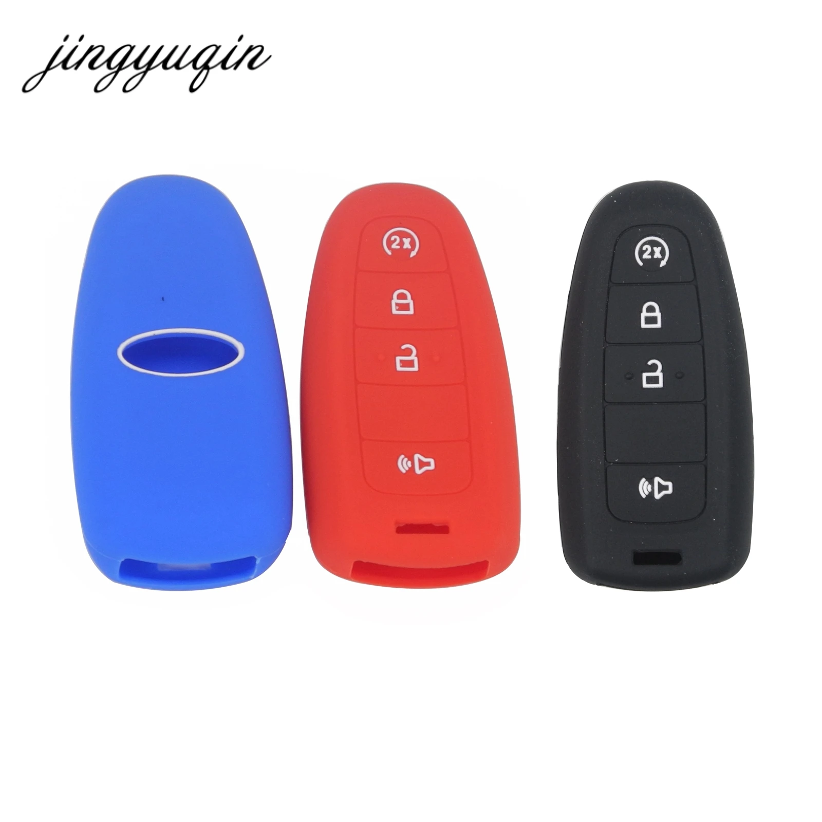 

jingyuqin 30pcs Smart Remote Key Case 4 Button Silicone Cover fit for For Taurus LINCOLN MKS MKZ MKX MKT Hollowed