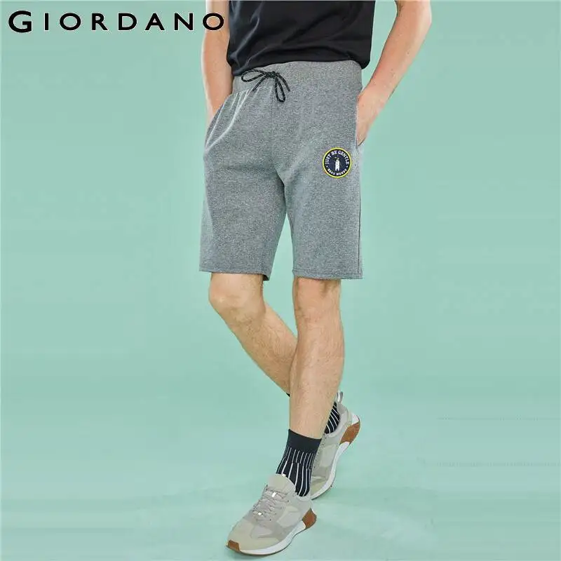 Giordano повседневные шорты с резинкой и шнурком на талии имеется вышивка пингвина