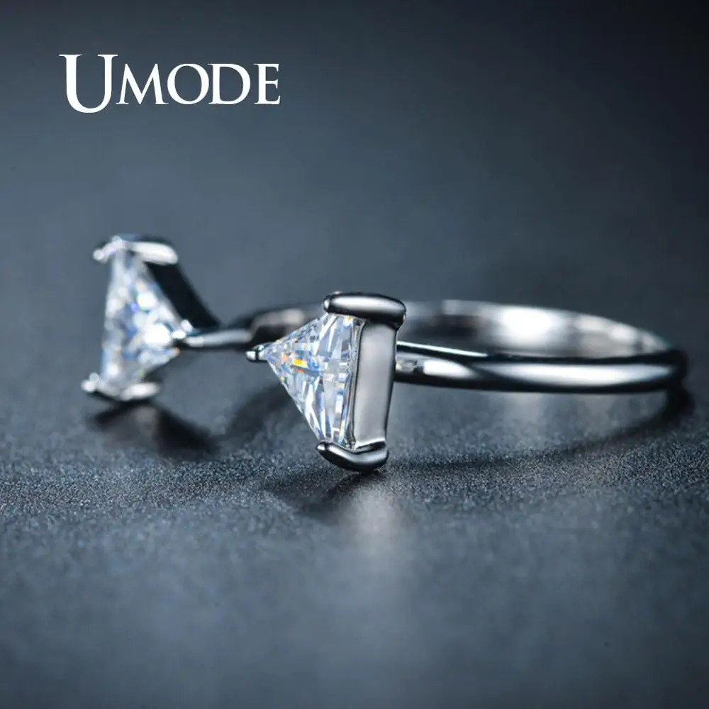 Модные обручальные кольца UMODE с двойным треугольником простые регулируемые