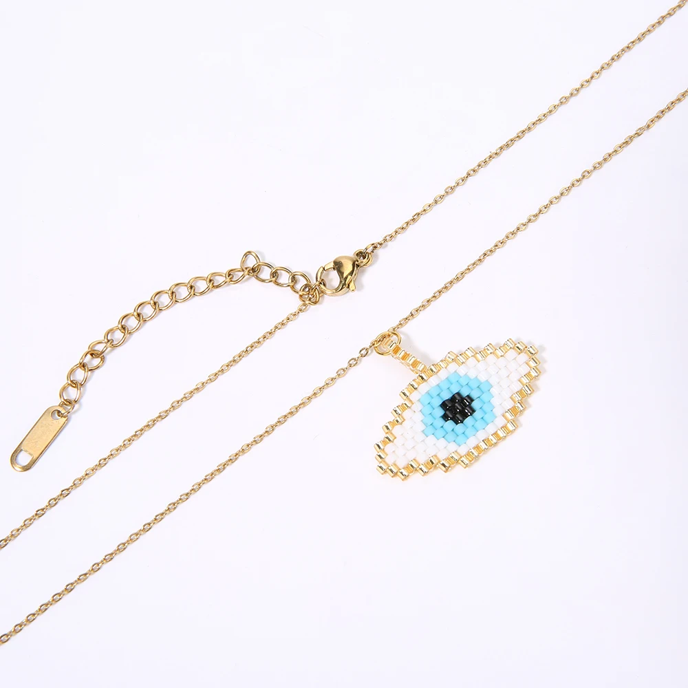 

Rttooas Trendy Evil Eye Necklace Handmade MIYUKI Beads Gold Silver Color Lucky Necklace for Women Jewelry Accessories Gift
