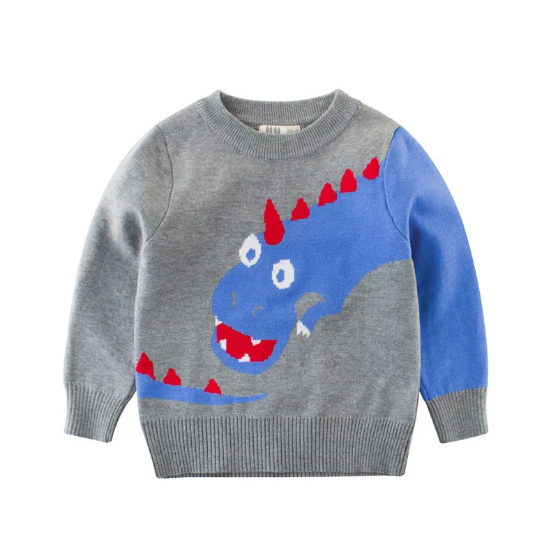 Jargazol Baby Boy Sweater Cartoon Dinosaur Embroidery Autumn Winter Knitted Girls Sweaters Cotton Boys Clothes Knit Pullover | Мать и