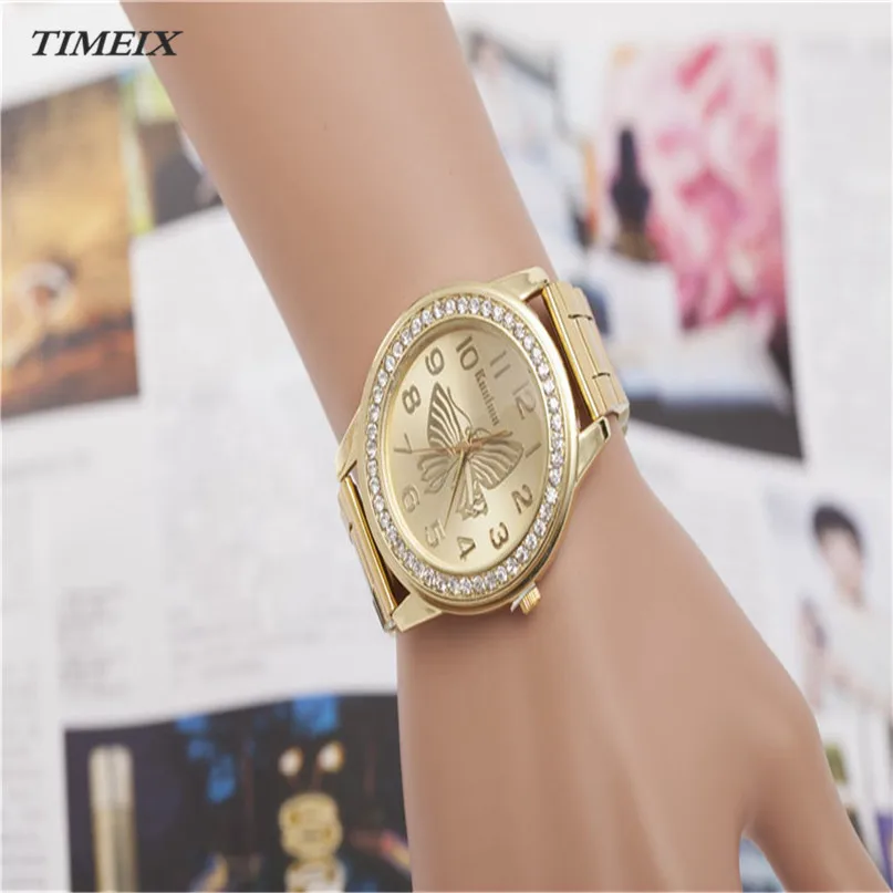 Женские часы 2017 Новые Спортивные кварцевые наручные с рисунком бабочки большой