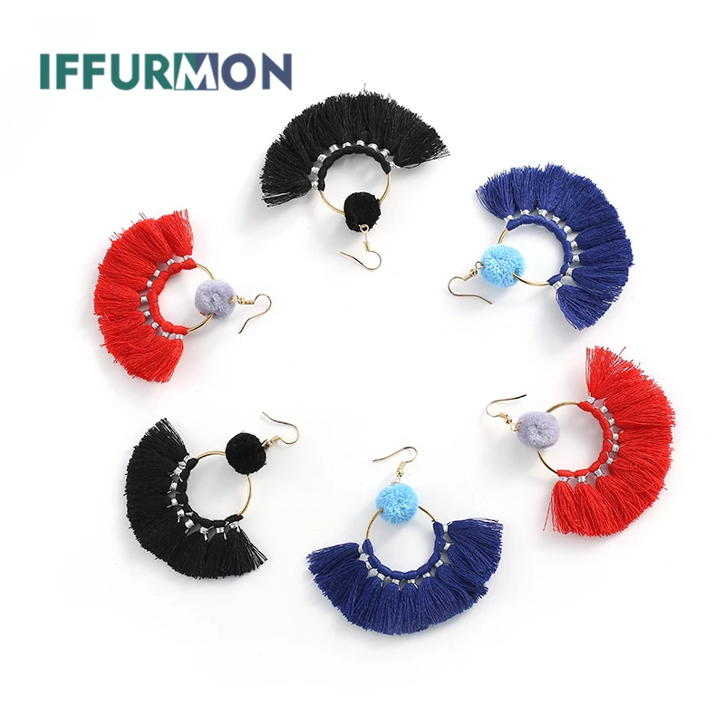 IFFURMON серьги Мода богемной кисточкой для Для женщин 3 цвета бахрома вечерние