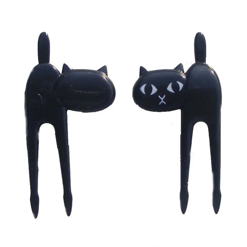 6 шт. черная Милая вилка с котом для ребенка японская закуски декоративный знак