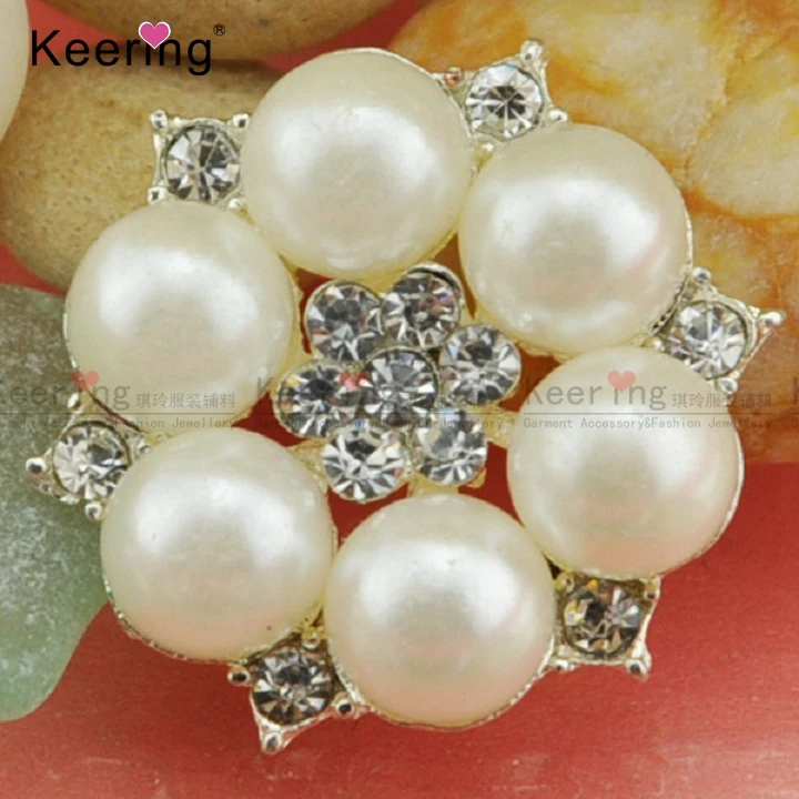 

Wholesale Fashion Metal Decorative Pearl Rhinestone Buttons WBK-1294