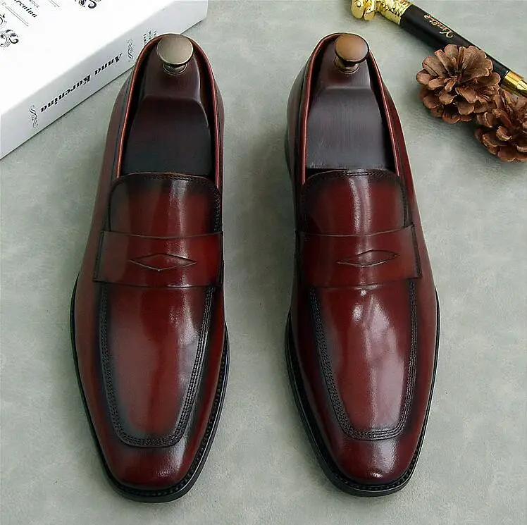 Мужские классические туфли из натуральной кожи без шнуровки | Обувь