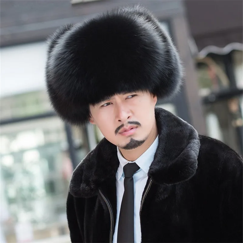 Пакет почты Фокс меховая шапка мужчины открытый кожа корона лиса енот среднего