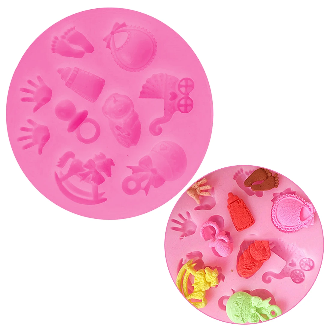 Good Baby Shower Party stroller hand bottle Trojan silicone mold soap chocolate fondant cake decoration baking DIY tool | Дом и сад