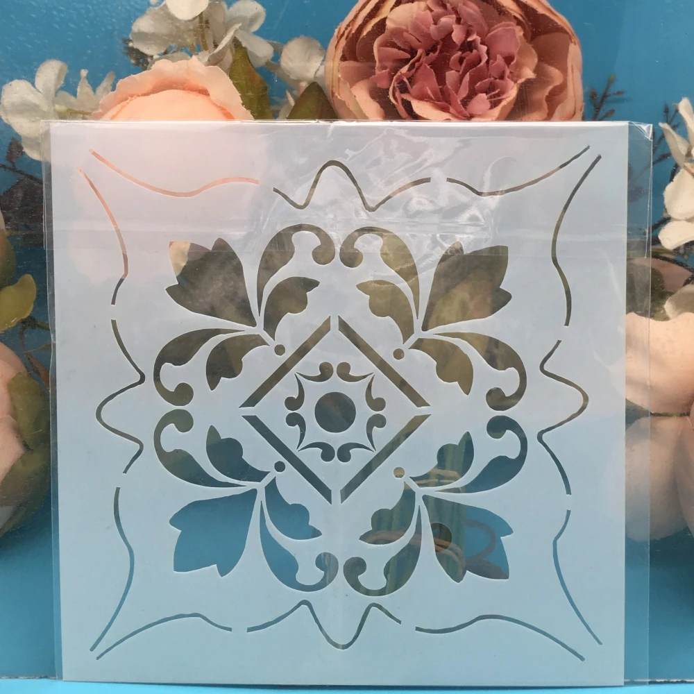 5.9&quot Flower Square DIY Craft Layering Stencils Wall Painting Scrapbooking Stamping Embossing Album Paper Card Template F5321 |