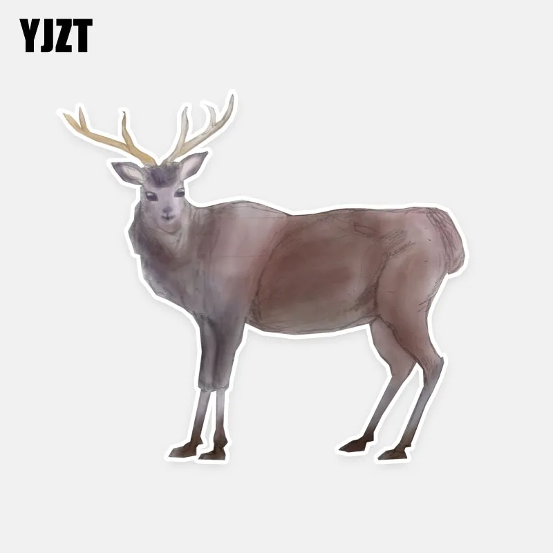 

YJZT 13.8CM*12.5CM Animal Deer Novelty Decoration PVC Decal Car Stickers 5-0657