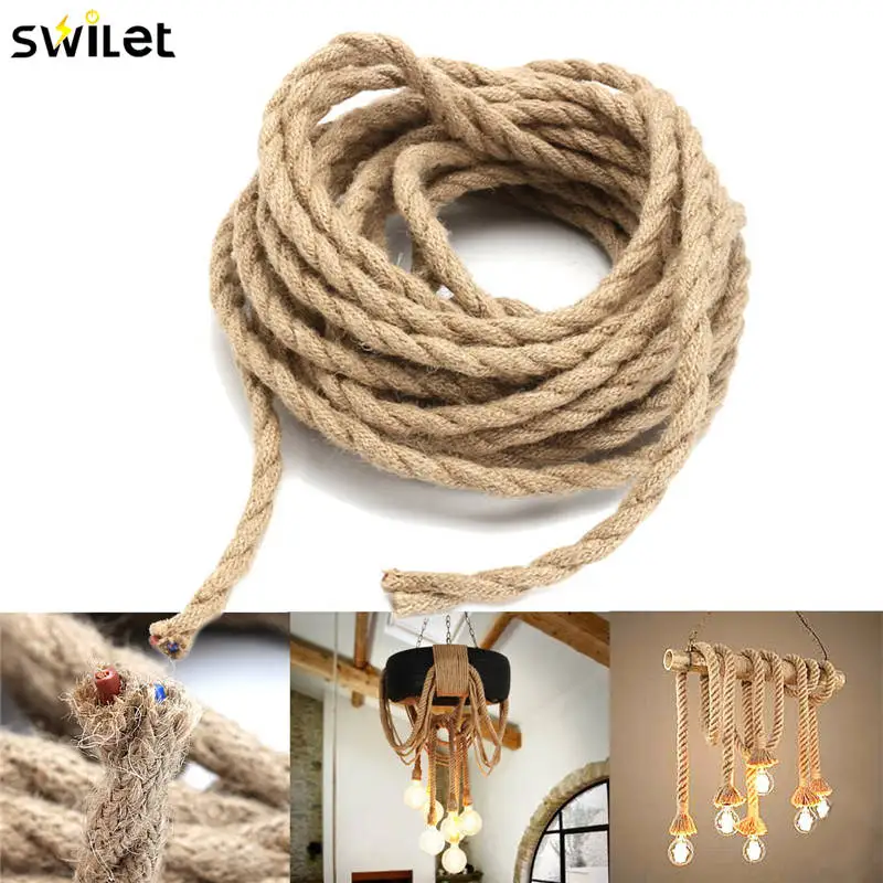 SWILET 10 м 2x0,75 мм пеньковая веревка провод ретро DIY плетеная ткань электрические провода кабель двойной крученый кулон лампа кабель провод